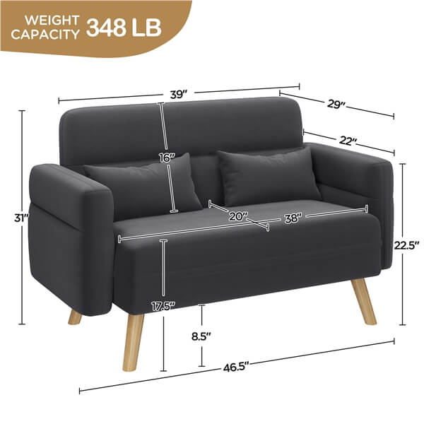 Yaheetech 46 Small Modern Fabric Sofa - Image 3