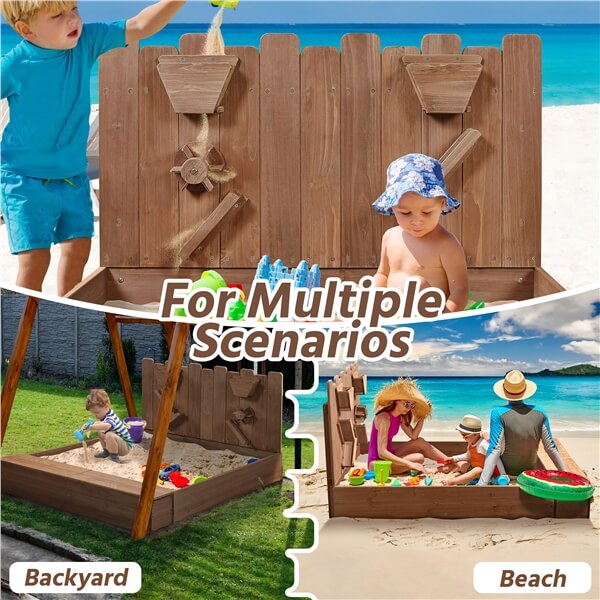 Yaheetech 53?? 44.5in Wood Sand Box for Kids Ages 3-8 - Image 8
