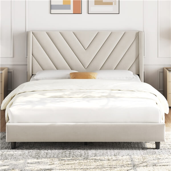Yaheetech Bed Frame Upholstered Platform Bed - Image 18