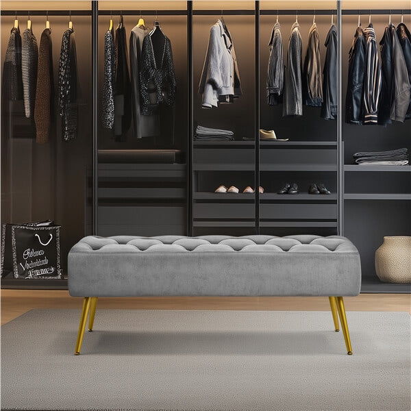 Yaheetech Modern Ottoman Bench Velvet Bench - Image 10