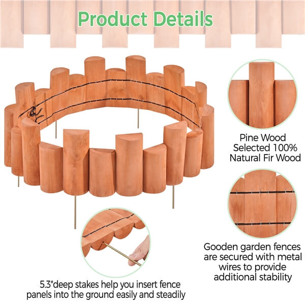 Yaheetech 6pcs Garden Wooden Short Fence - Image 8