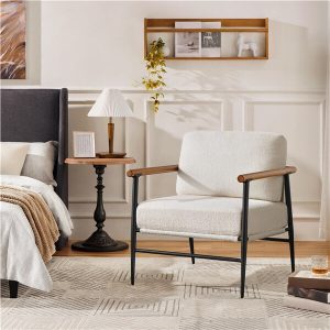 Yaheetech Boucle Fabric Lounge Chair with Metal Frame