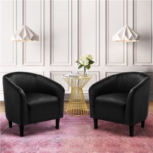Yaheetech 2PCS Cozy Velvet Barrel Chair