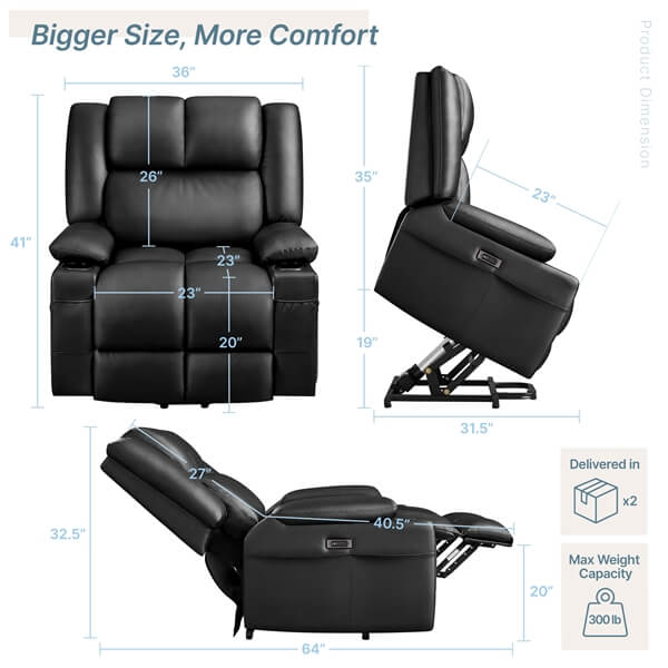 Yaheetech Large Electric Power Lift Recliner Chair - Image 3