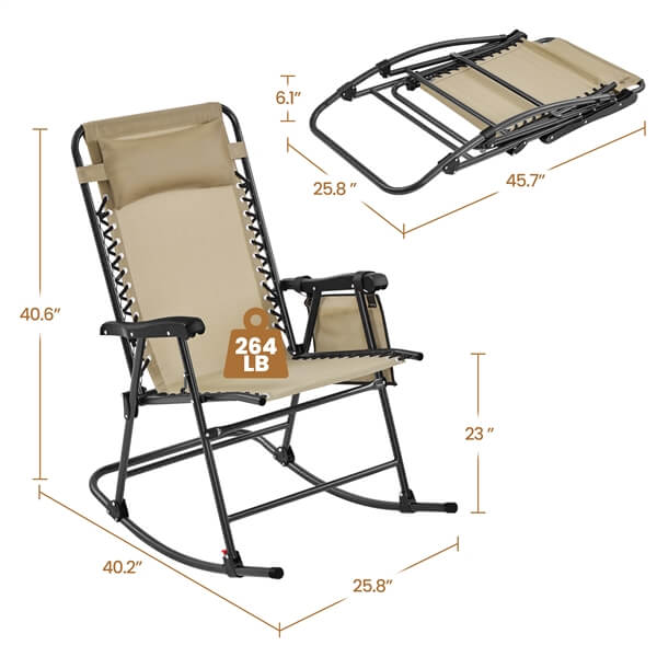 Yaheetech 26in Rocking Chair Outdoor Zero Gravity Folding Chairs - Image 4