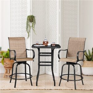 Yaheetech Patio Bar Table Tempered Glass