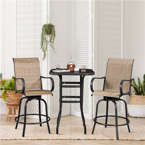 Yaheetech Patio Bar Table Tempered Glass