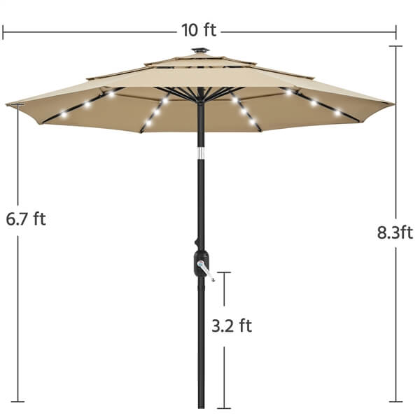 Yaheetech 10ft 3-Tier Vented Solar Patio Umbrella - Image 5