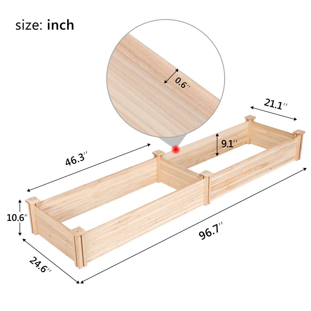 Yaheetech 8??2ft Wooden Horticulture Raised Garden Bed - Image 7