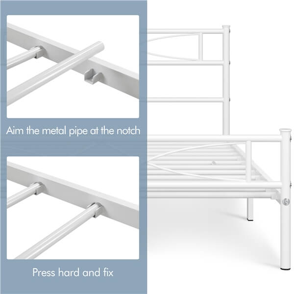 Yaheetech White Metal Bed with Headboard - Image 9
