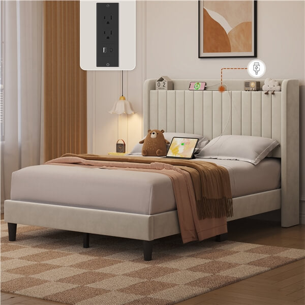 Yaheetech Bed Frame with USB Charging Station and Storage - Image 21