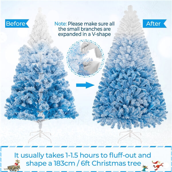 Yaheetech 6Ft Pre-lit Flocked Artificial Christmas Tree - Image 16