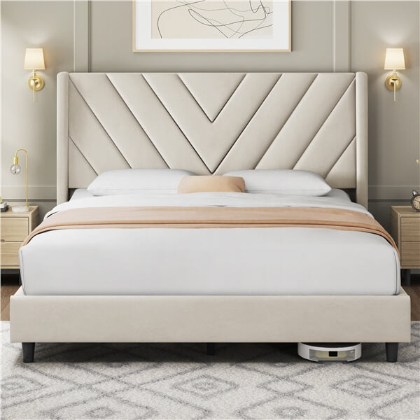 Yaheetech Bed Frame Upholstered Platform Bed - Image 19