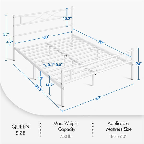 Yaheetech White Metal Bed with Headboard - Image 7