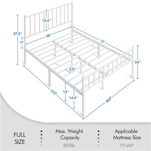 Yaheetech 14 Inch White Metal Bed - Image 5