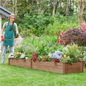 Yaheetech 8??2ft Wooden Horticulture Raised Garden Bed