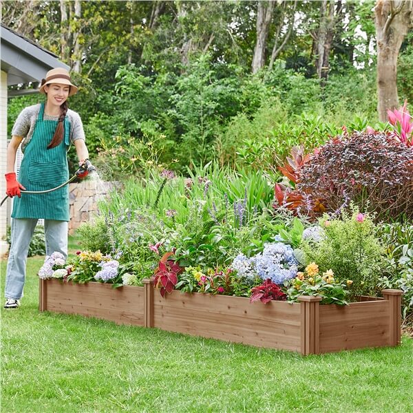 Yaheetech 8??2ft Wooden Horticulture Raised Garden Bed