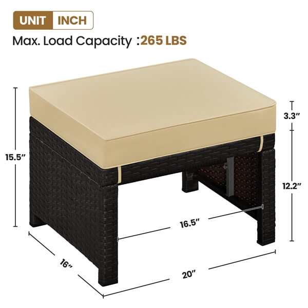 Yaheetech 2pcs Wicker Ottomans - Image 4