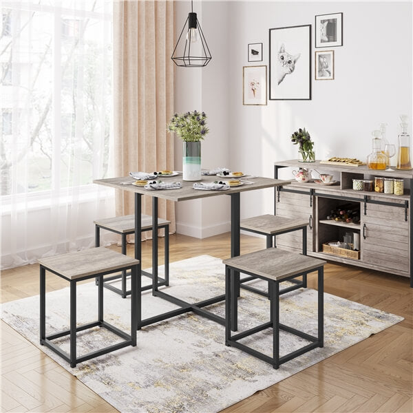 Yaheetech Dining Table Set for 4 Industrial Kitchen Table with 4 Chairs - Image 10