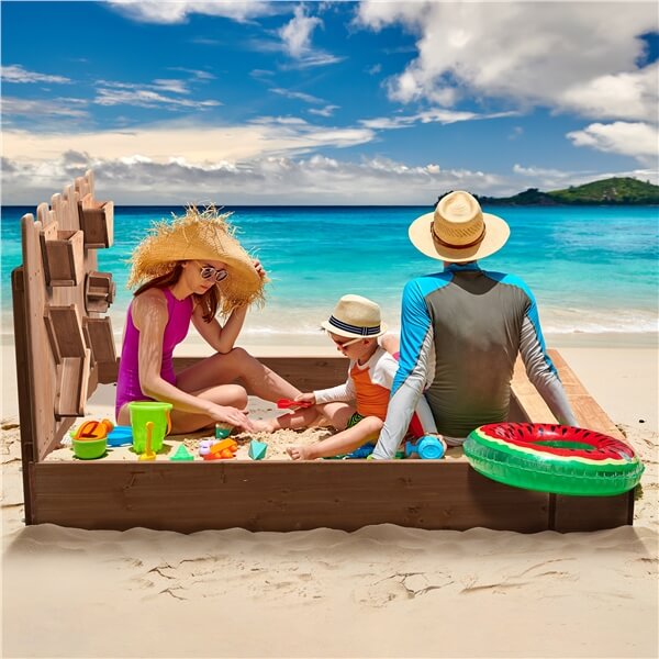 Yaheetech 53?? 44.5in Wood Sand Box for Kids Ages 3-8