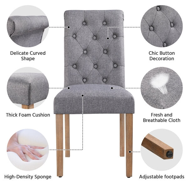Yaheetech Dining Chairs Set of 6 Fabric Upholstered Dining Chairs - Image 8