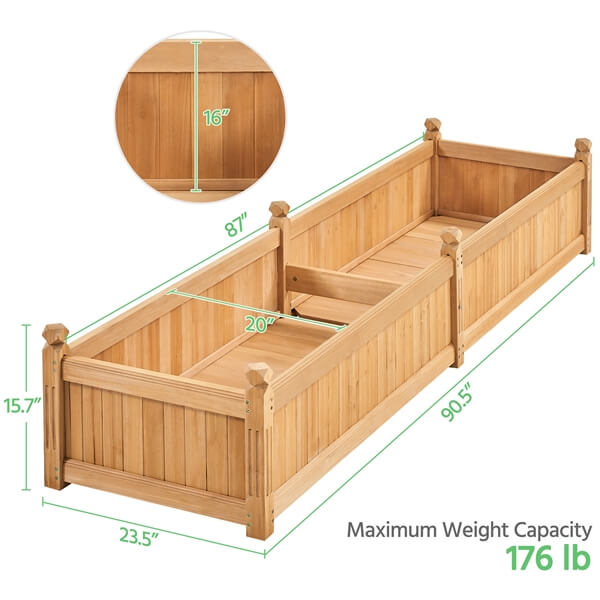 Yaheetech 90.5?? L??23.5?? W??16?? H Wooden Raised Garden Bed - Image 3