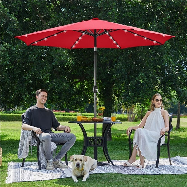 Yaheetech 10FT Solar Powered Patio Umbrella