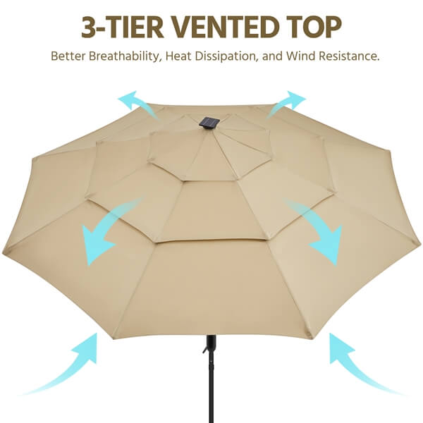 Yaheetech 10ft 3-Tier Vented Solar Patio Umbrella - Image 7