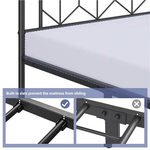 Yaheetech Metal Platform Bed Frame Mattress Foundation with Diamond Pattern Headboard - Image 11