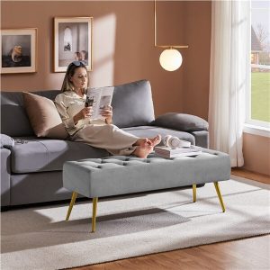 Yaheetech Modern Ottoman Bench Velvet Bench