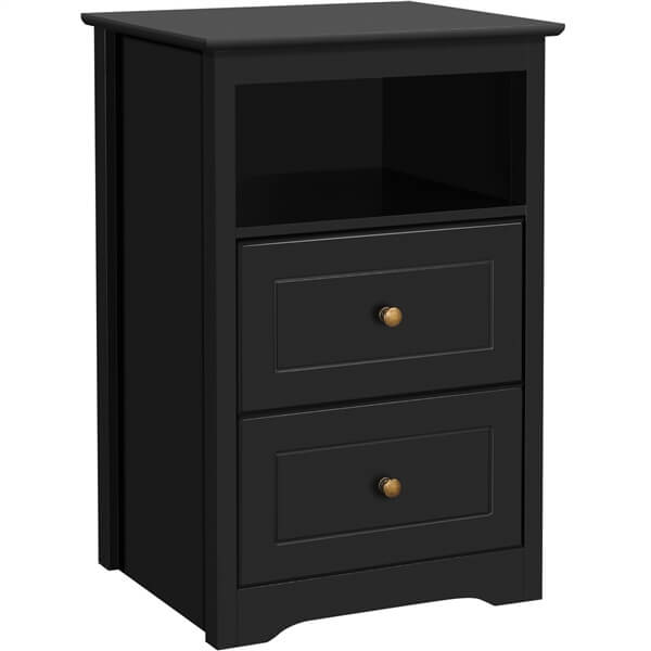 Yaheetech Tall Nightstand with 2 Drawer and 1 Cubby - Image 2
