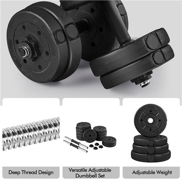 Yaheetech Exercise Fitness Dumbbells Plastic Metal Adjustable - Image 7