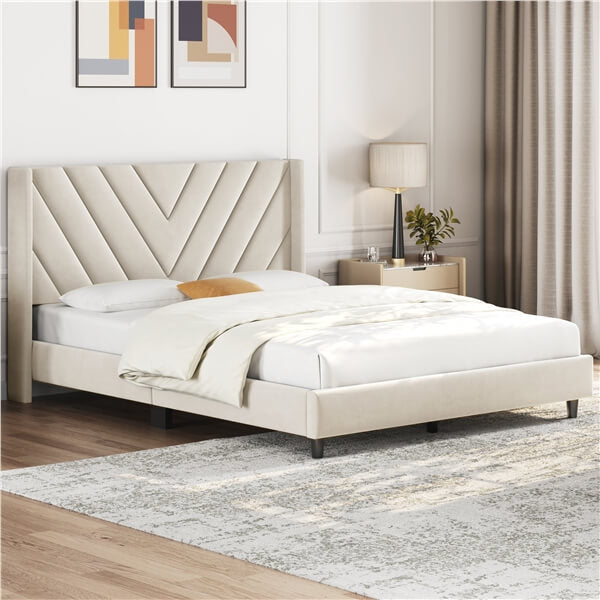 Yaheetech Bed Frame Upholstered Platform Bed - Image 20