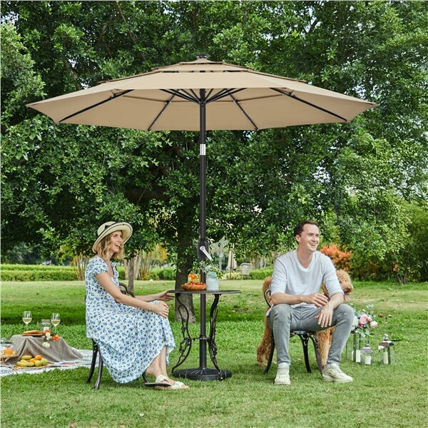 Yaheetech 10ft 3-Tier Vented Solar Patio Umbrella