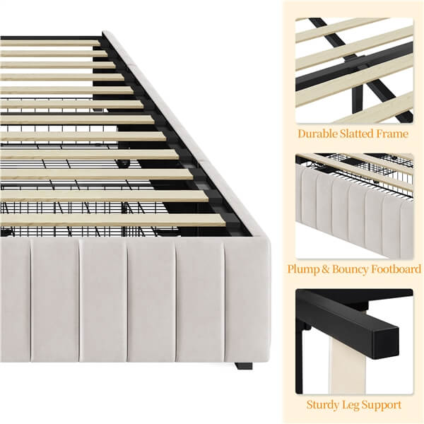 Yaheetech Upholstered Bed with Underbed 3 Storage Drawers - Image 12