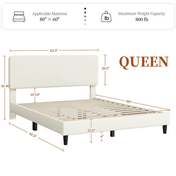 Yaheetech Bed Frames with Adjustable Headboard - Image 3