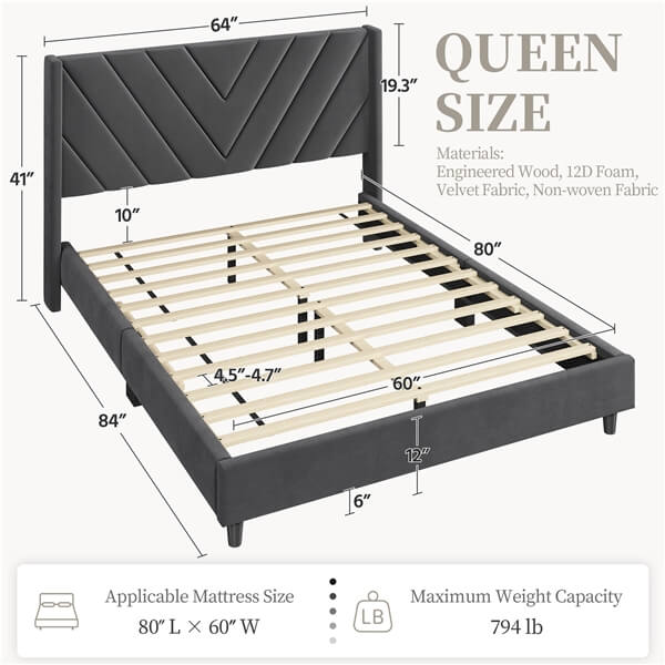 Yaheetech Bed Frame Upholstered Platform Bed - Image 8