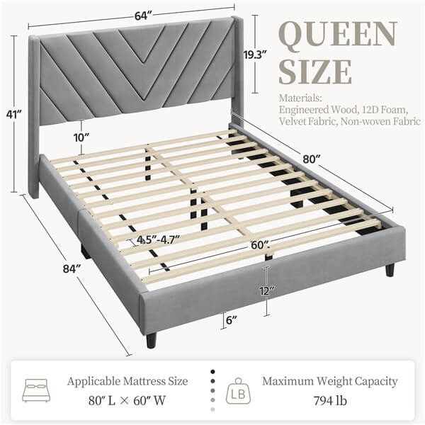 Yaheetech Bed Frame Upholstered Platform Bed - Image 10