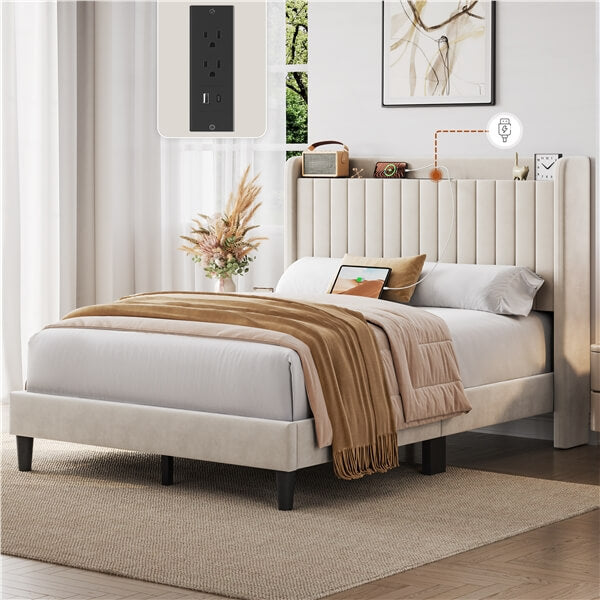 Yaheetech Bed Frame with USB Charging Station and Storage - Image 22