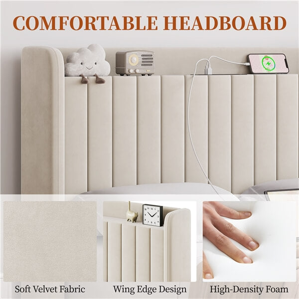 Yaheetech Bed Frame with USB Charging Station and Storage - Image 15