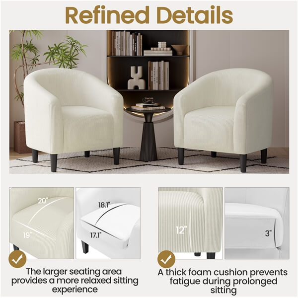 Yaheetech Corduroy Fabric Club Chair - Image 11
