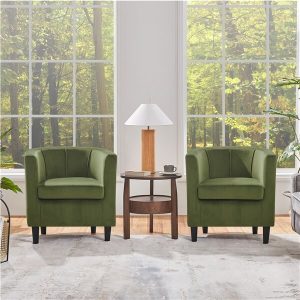 Yaheetech Set of 2 Barrel-shaped Chair Accent Arm Chair