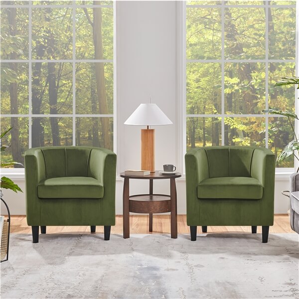 Yaheetech Set of 2 Barrel-shaped Chair Accent Arm Chair