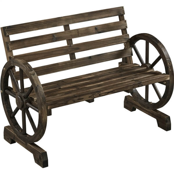 Yaheetech 41 Wooden Wheel Bench Garden Bench - Image 2