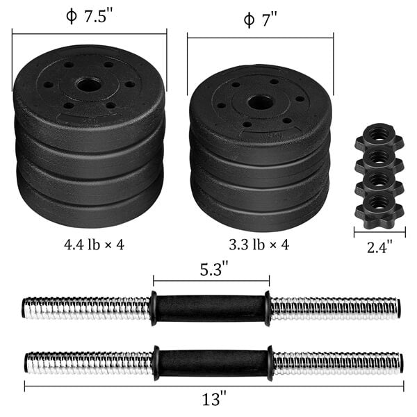 Yaheetech Exercise Fitness Dumbbells Plastic Metal Adjustable - Image 3