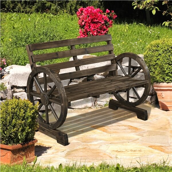 Yaheetech 41 Wooden Wheel Bench Garden Bench - Image 7