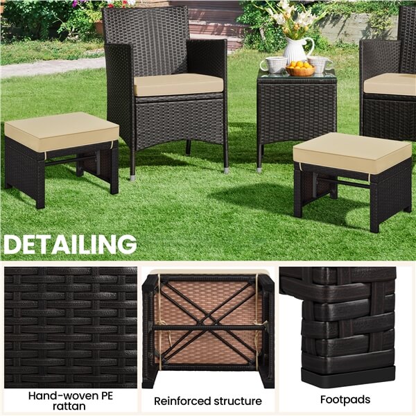 Yaheetech 2pcs Wicker Ottomans - Image 7