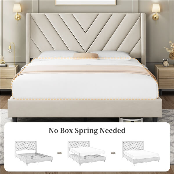 Yaheetech Bed Frame Upholstered Platform Bed - Image 16