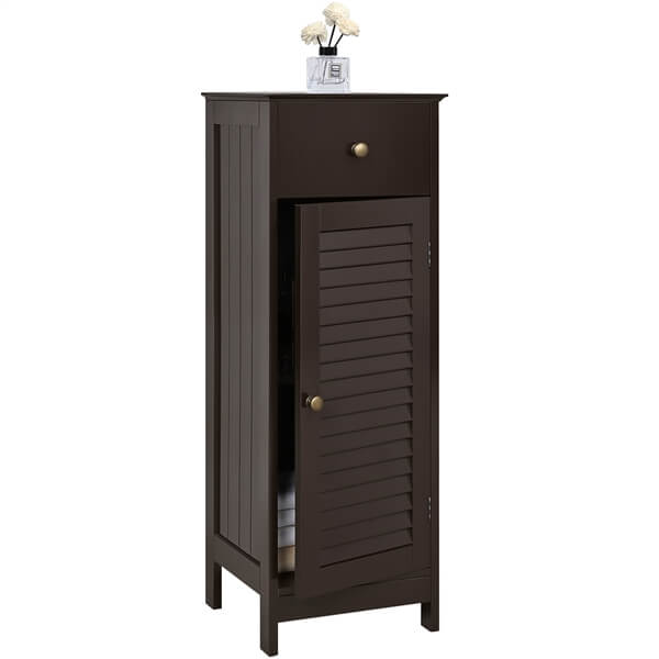 Yaheetech Wooden Free-Standing Storage Organizer Unit with Drawer and Door Cabinet - Image 2